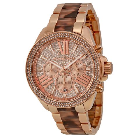 michael kors tortoise shell watch with crystals|Michael Kors pave watch.